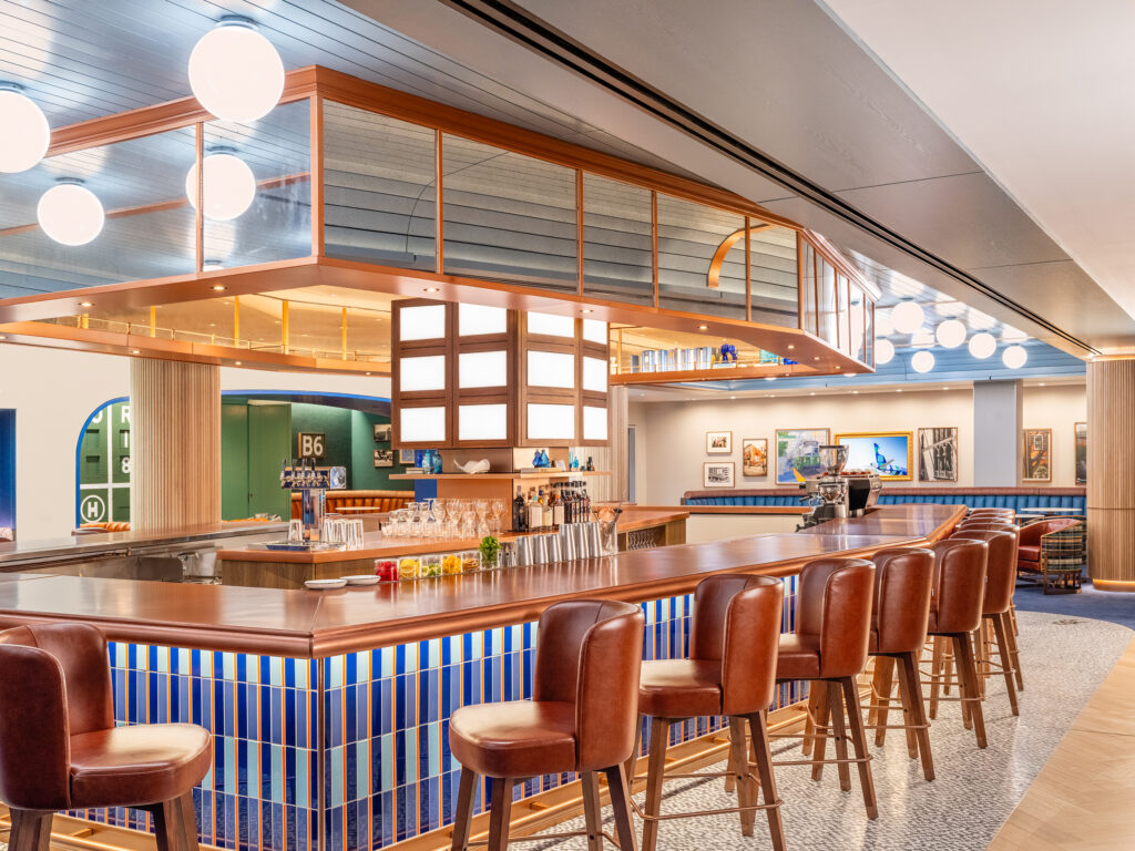 An inviting bar at BlueHouse in Boston