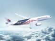 Malaysia Airlines A350 in flight.