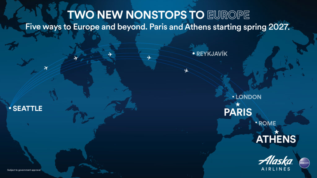 A map showing the new routes for Alaska Airlines.