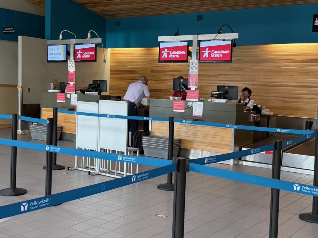 Yellowknife Airport terminal check in.