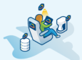A graphic of a passenger in an aircraft seat using Axinom On-Board Cloud.