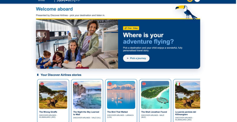 StoryWonder landing page for Discover Airlines by Spafax