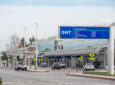 Outside a busy Ontario International Airport.