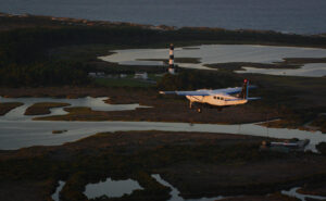 Joby aircraft landing at Dare County Regional Airport in Outer Banks