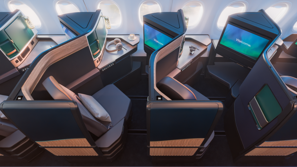 Overhead view of the lie-flats, as based on the Ascent narrowbody seating platform