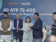 ATR and FLY91 executives celebrate the new aircraft order