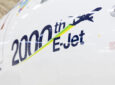 Side of an Azul Embraer E195-E2 in the hangar