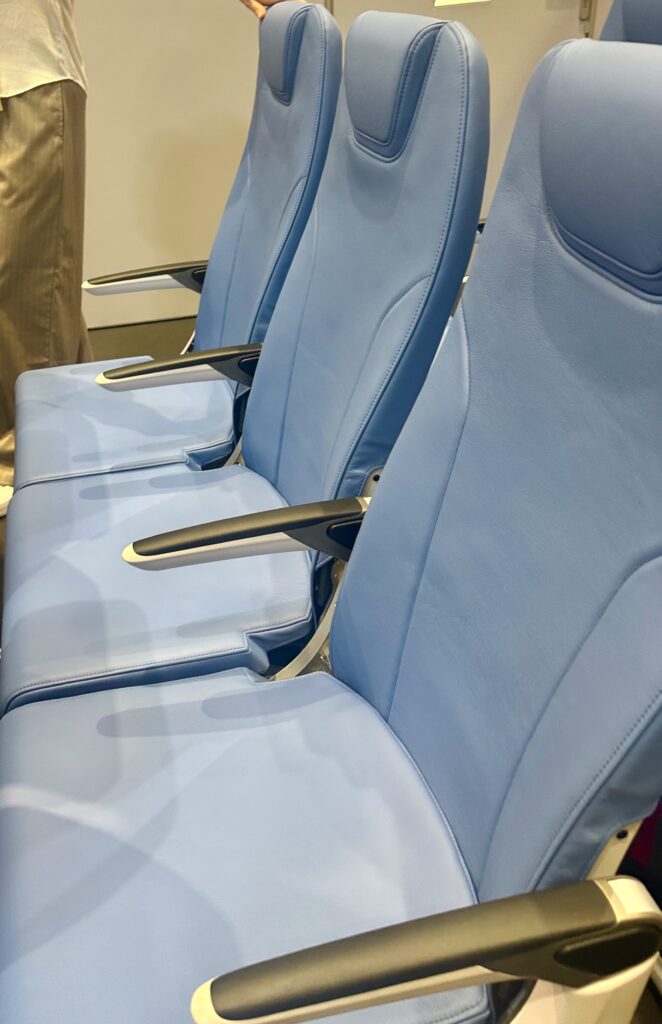 Front view of ZIM Aircraft Seating economy class seats as seen at AIX 2026
