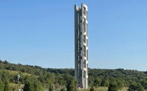 The Tower of Voices, a monumental musical instrument that serves as a memorial in a field at the Flight 93 memorial.