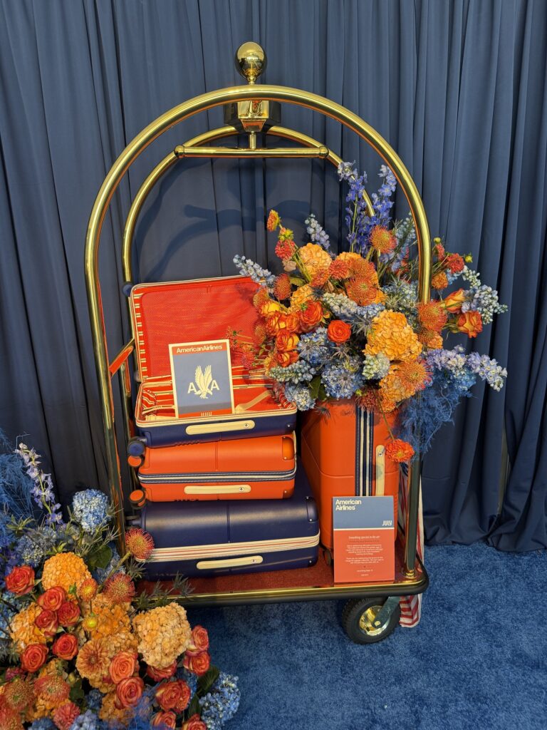 Luggage gifted to media at AA's 77W flight