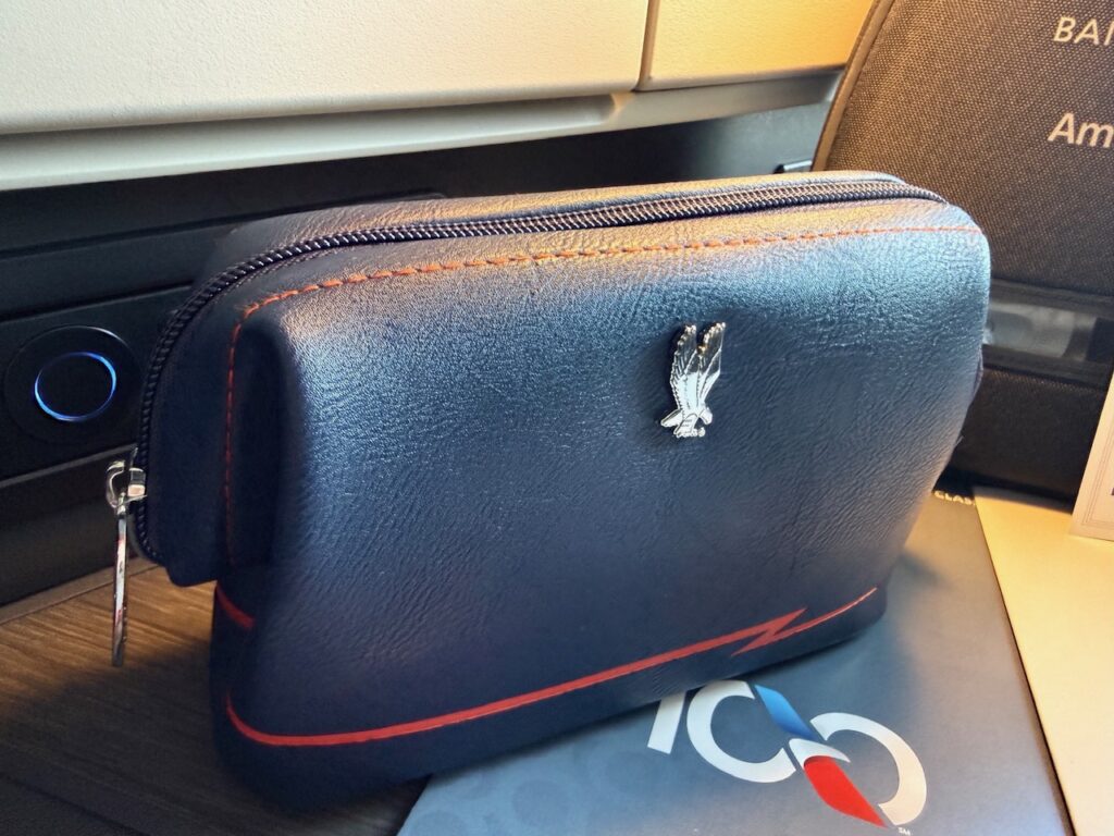 Flagship amenity kit on display.