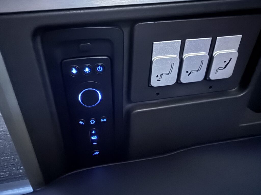 Seat controls in the new flagship suite.