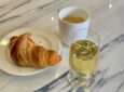 BA lounge croissant, champers and coffee