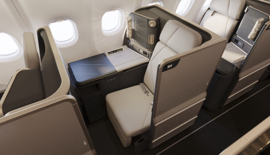 The Etihad A330 Business: lie-flat seat with direct aisle access.