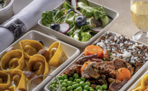 An image of delectable new dishes for EL AL including Beef Bourguignon