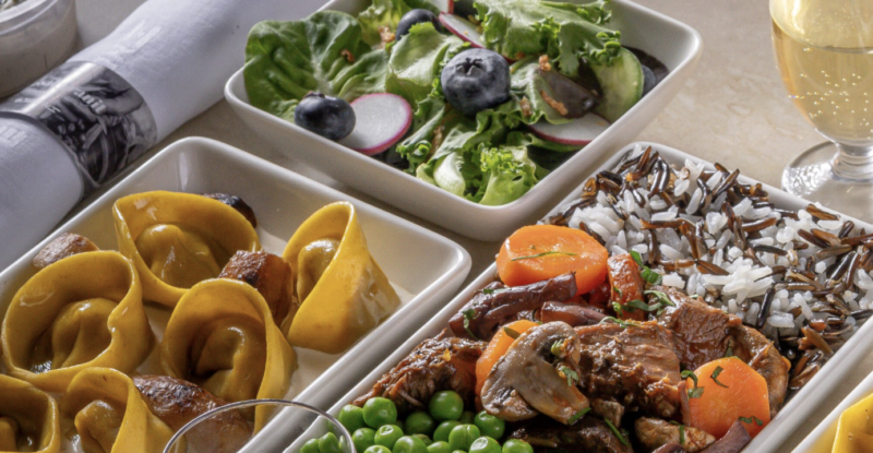 An image of delectable new dishes for EL AL including Beef Bourguignon