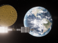 Rendering of ViaSat-3 F2 satellite in geostationary orbit
