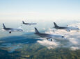ACJ family of aircraft in flight.