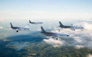 ACJ family of aircraft in flight.