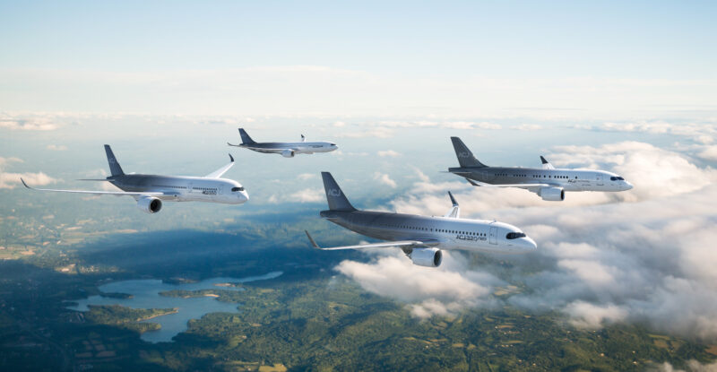 ACJ family of aircraft in flight.