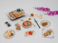An assortment of the new dishes and meals for the Singapore Airlines' first and business class passengers