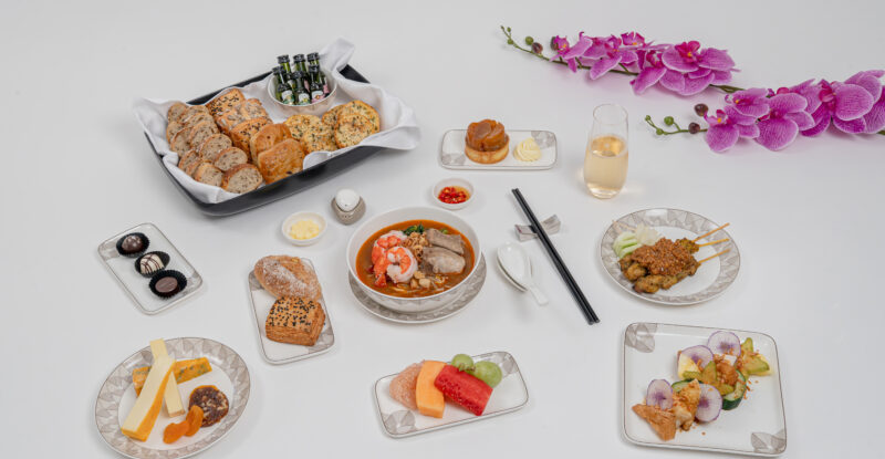 An assortment of the new dishes and meals for the Singapore Airlines' first and business class passengers