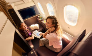 An Etihad passenger is enjoying premium travel with the airline.