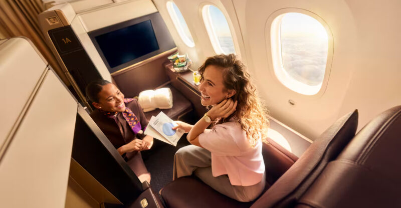 An Etihad passenger is enjoying premium travel with the airline.