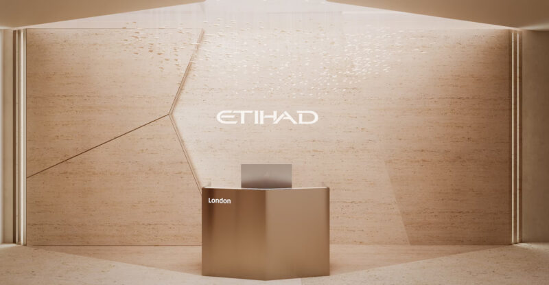 Entrance to the new Etihad lounge at London Heathrow