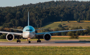 Korean Air Boeing 777-300ER lining up for departure