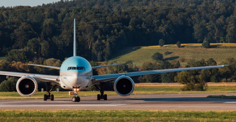 Korean Air Boeing 777-300ER lining up for departure