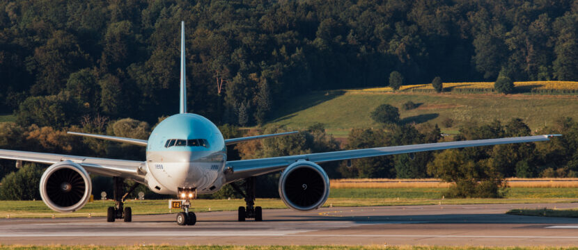 Korean Air Boeing 777-300ER lining up for departure