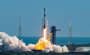 A SpaceX Falcon 9 rocket from Space Launch Complex 40 (SLC-40) at Cape Canaveral Space Force Station.