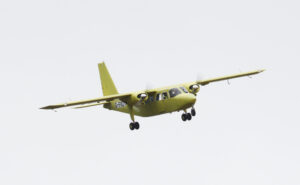 Aircraft 2317, the first Islander built from the detail component level on the new Britten-Norman assembly line on the Isle of Wight, flew for the first time on September 3. (Britten-Norman)