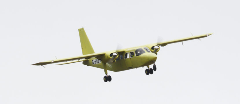 Aircraft 2317, the first Islander built from the detail component level on the new Britten-Norman assembly line on the Isle of Wight, flew for the first time on September 3. (Britten-Norman)