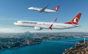 Rendering of Turkish Airlines Boeing 737 MAX aircraft in flight