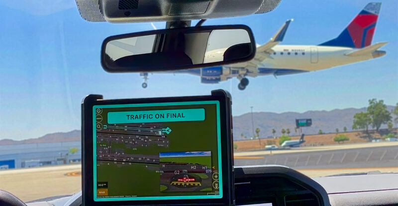 An airport vehicle using the new Honeywell Aerospace ground vehicle technology.