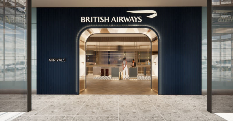 British Airways Heathrow T5C lounge main entrance.