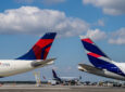 LATAM and Delta aircraft tails.