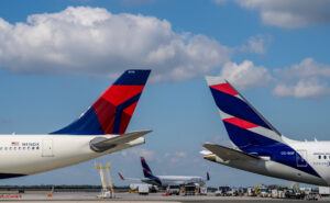 LATAM and Delta aircraft tails.