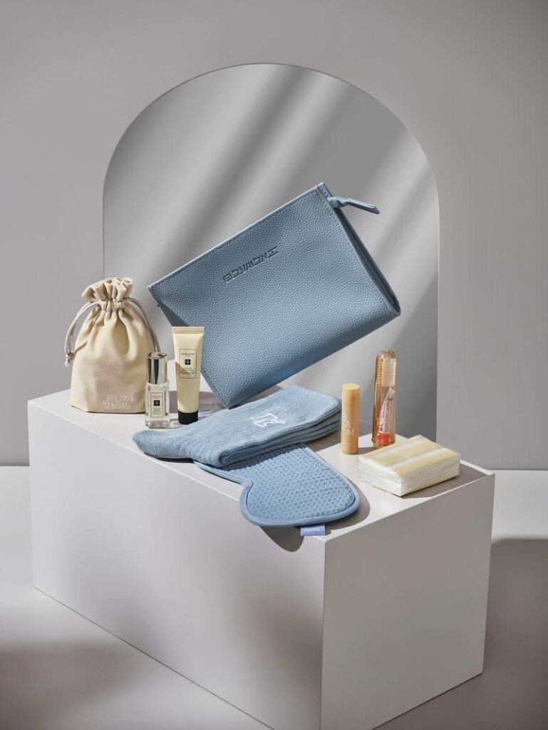 EL AL Israel Airlines amenity kit and its contents.