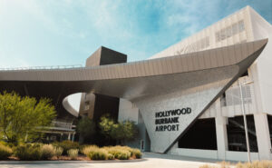 Outside entrance into Hollywood Burbank Airport.