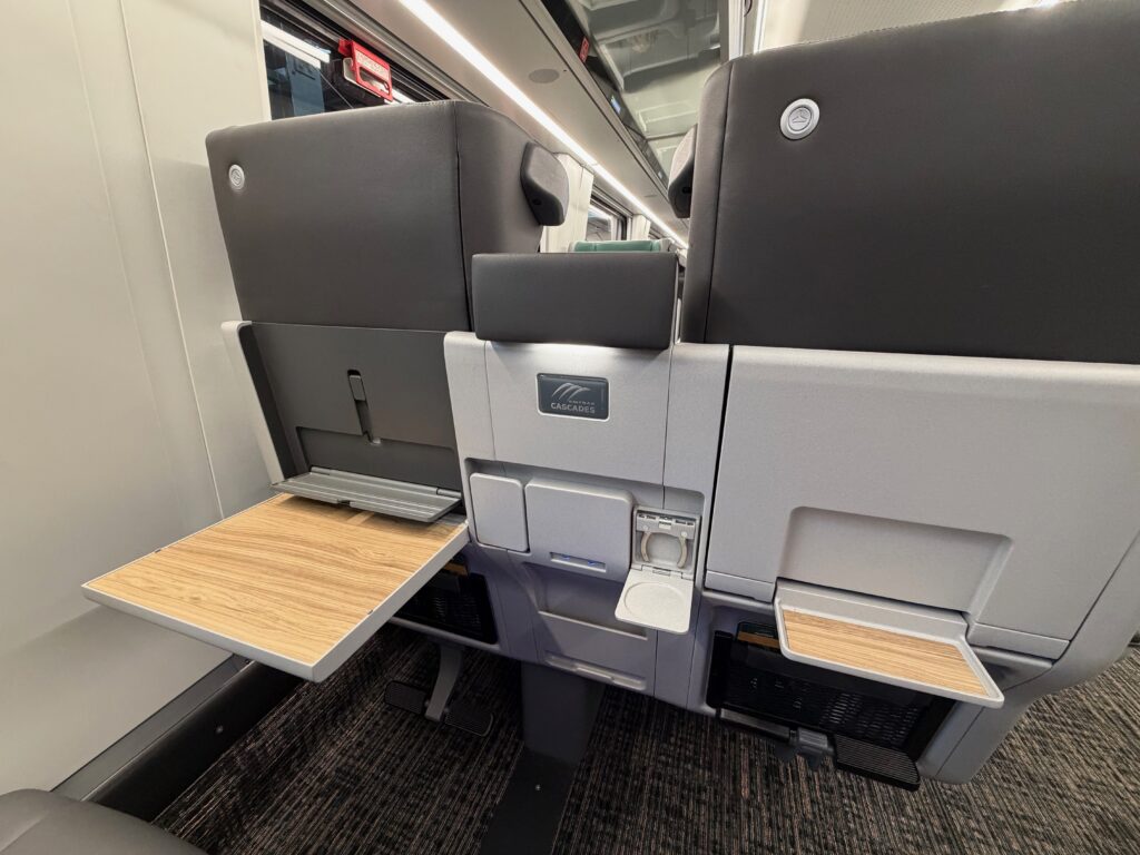 Seatbacks of Business Class aboard the Airo