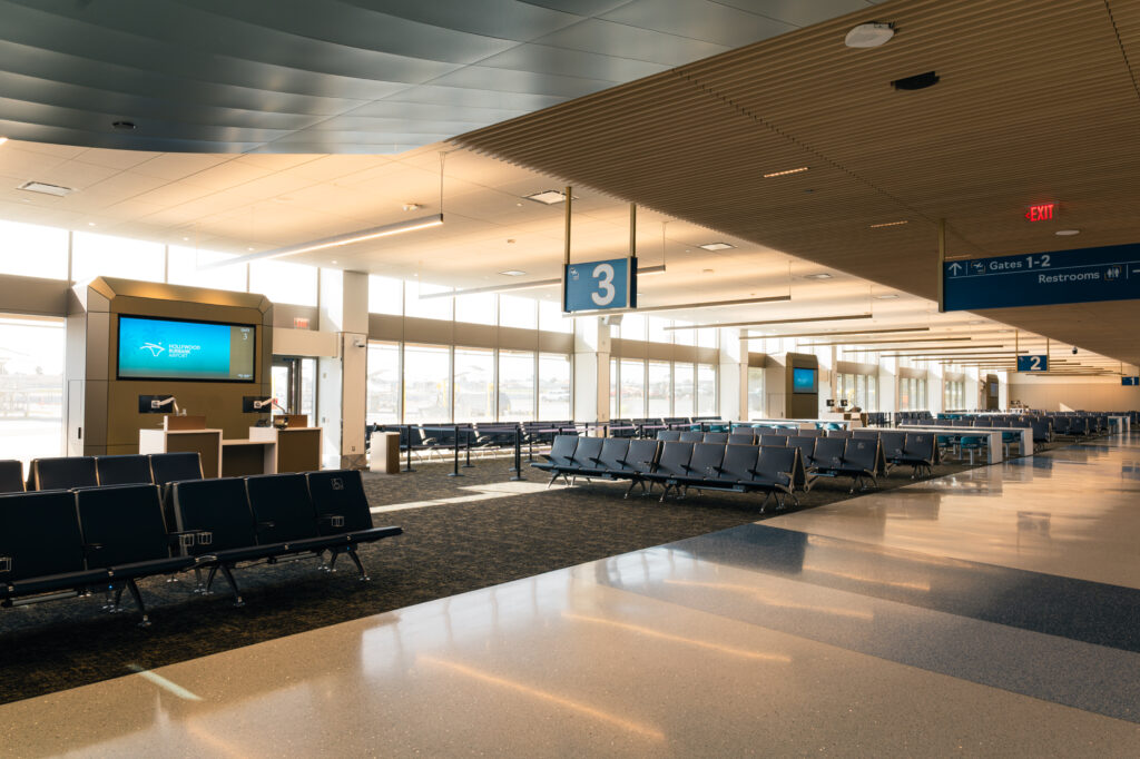 An empty boarding gate in Hollywood Burbank Airport.