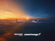 Pegasus and Smartwings aircraft flying off into the sunset.