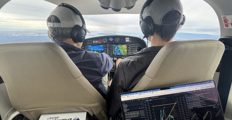 In the cockpit as Skyband performs a test flight of the M100 solution