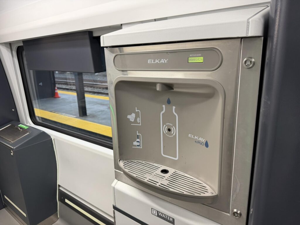 Water bottle filling station on the Airo trainset