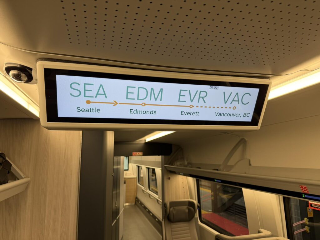 Signage is super helpful on board the new Airo trainset