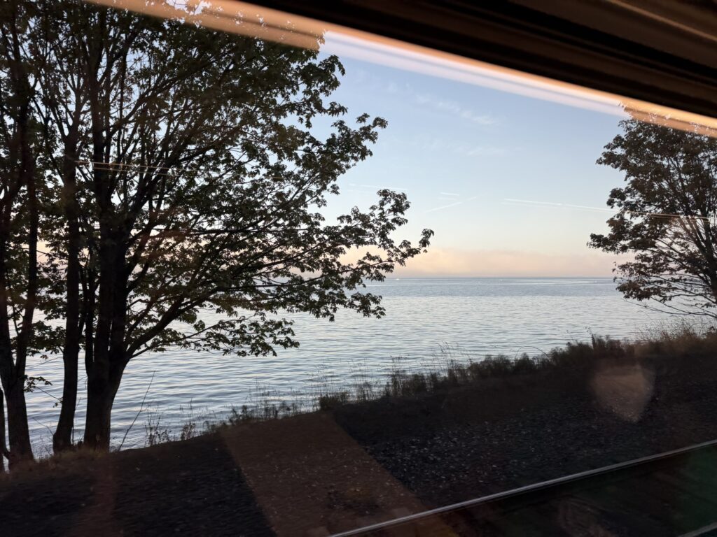 Giant winds on the Airo trainset shows breathtaking views outside on the Pacific Northwest Cascades route