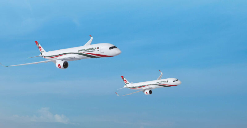 Biman Bangladesh Airlines A350-900 and A321neo in flight.